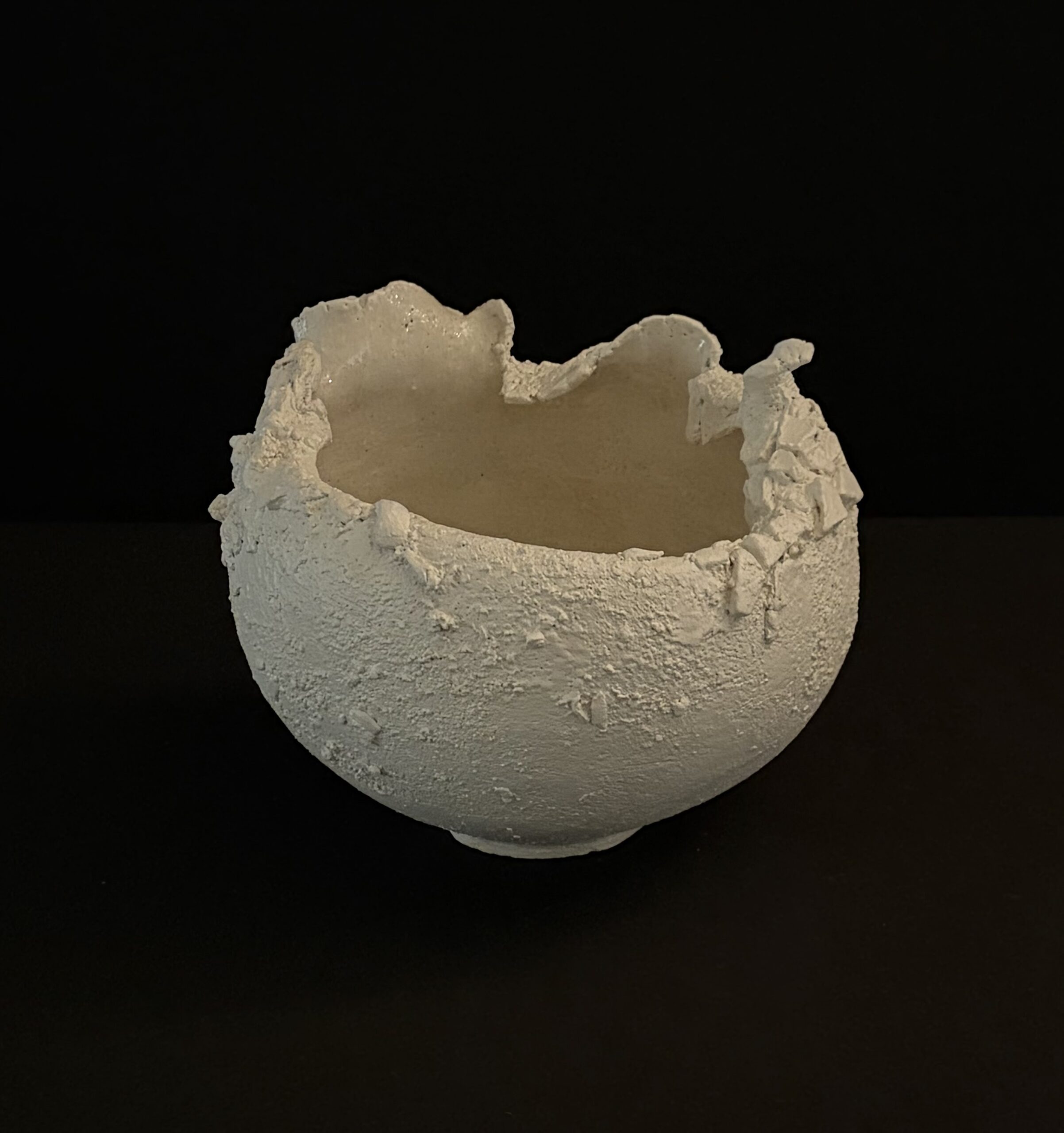 VASO SCULTURA BIANCO ROTONDO DISGREGATO - immagine 7