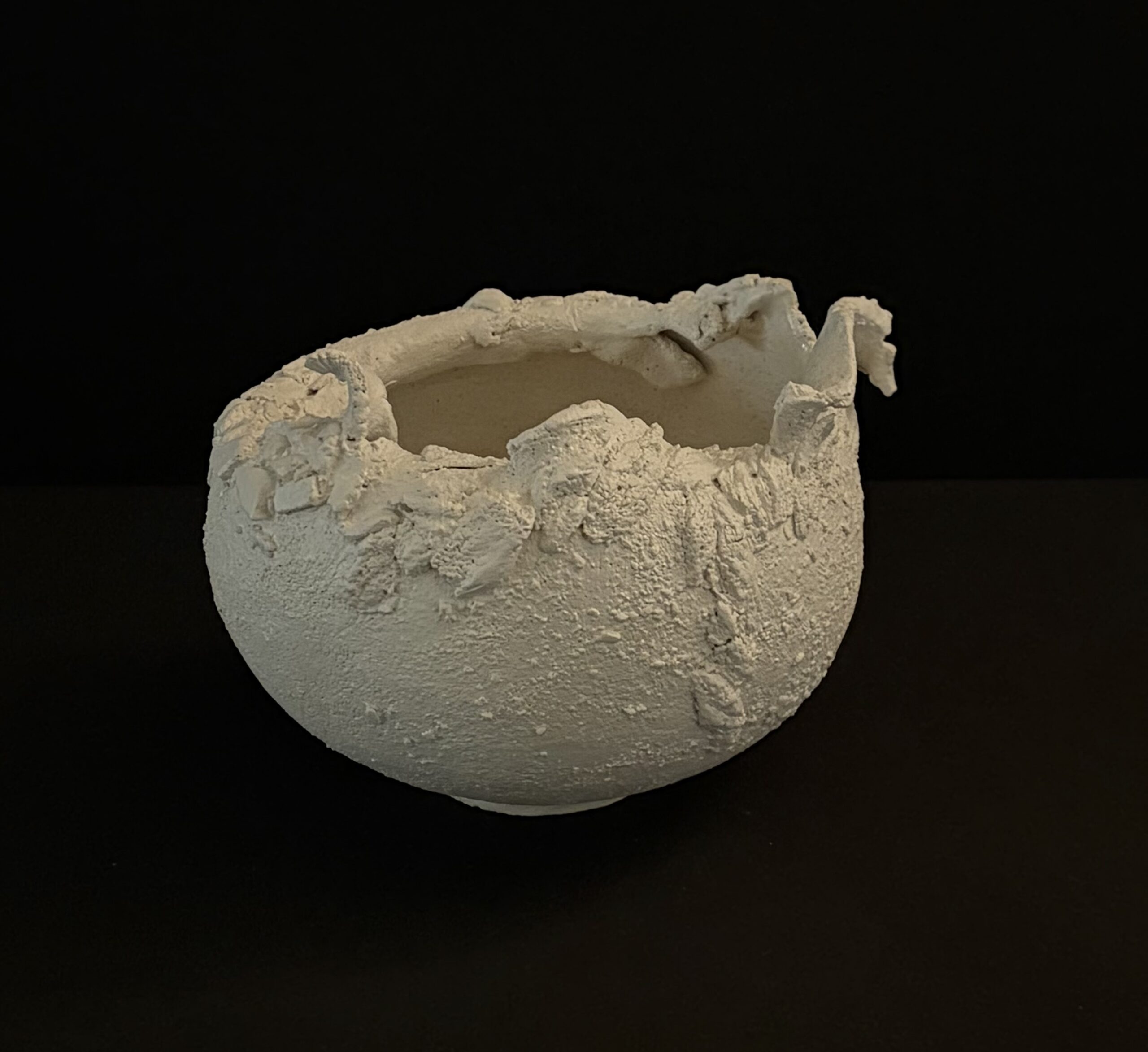 VASO SCULTURA BIANCO ROTONDO DISGREGATO - immagine 9